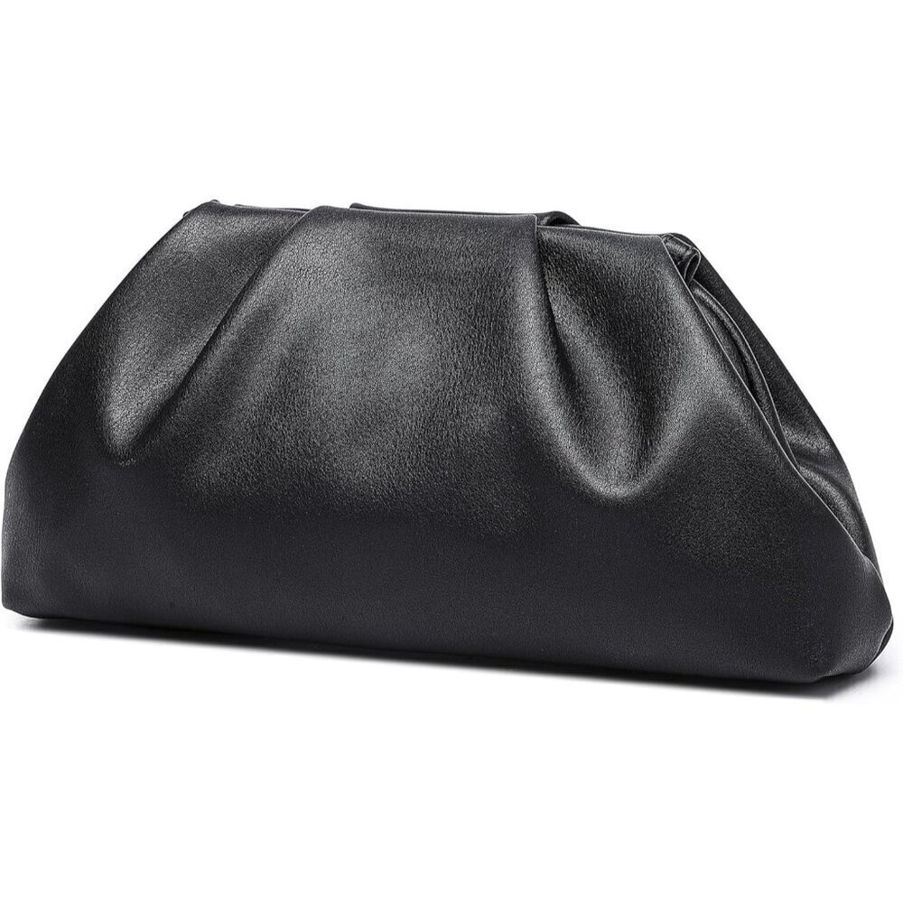 🆕Women Black PU Leather Clutch Purse Elegant Evening Bag Formal Luxurious
